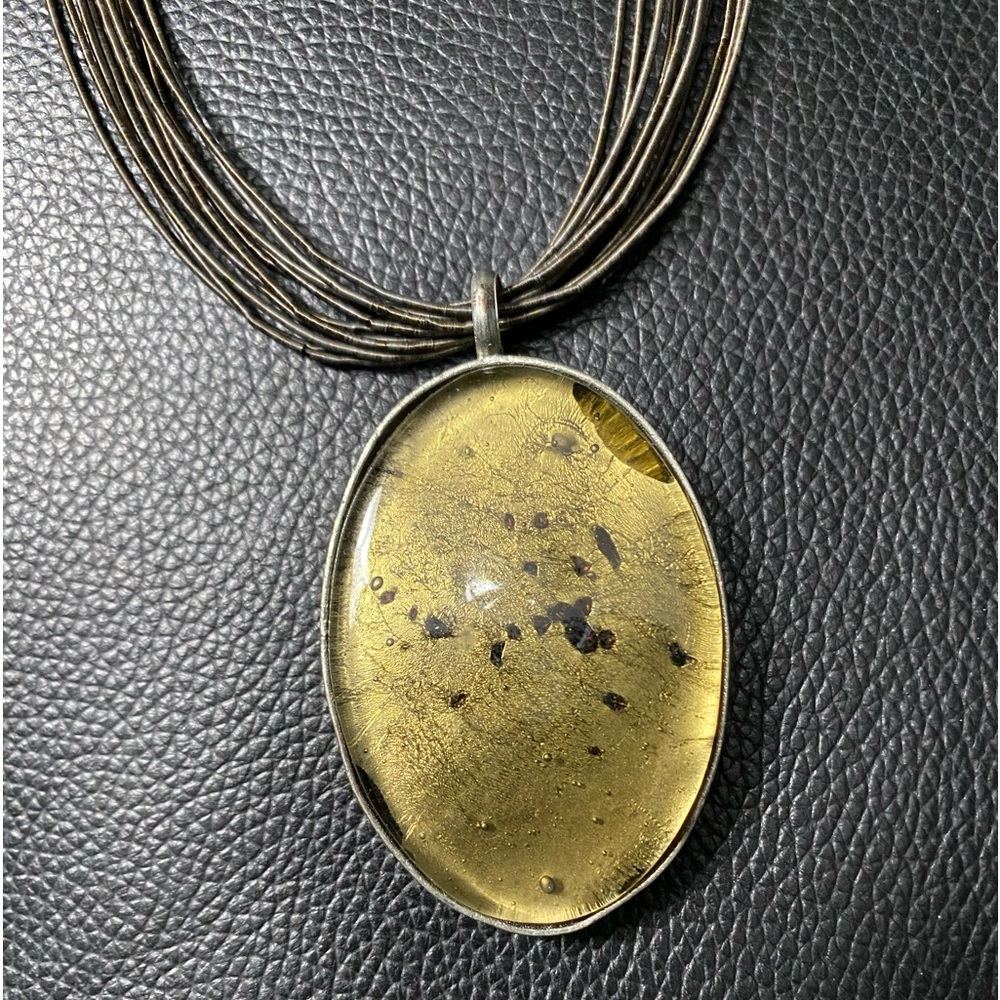 Necklace, black & gold
